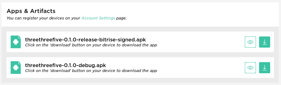 Bitrise Apps and Artifacts